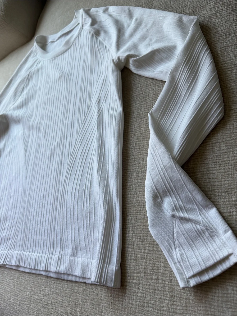 lululemon athletica White Ribbed Long-Sleeve Crewneck Sweater